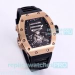 Clone Richard Mille RM 69Ti Rose Gold Bezel Black Rubber Strap Watch